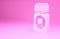 Pink Toothache painkiller tablet icon isolated on pink background. Tooth care medicine. Capsule pill and drug. Pharmacy