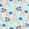 Pink Tour Eiffel and flowers in a seamless pattern design