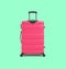 Pink travel suitcase travel concept minimal style back view 3d render on green