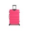 Pink travel suitcase travel concept minimal style back view 3d render on white