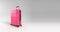 Pink travel suitcase travel concept minimal style welcome banner 3d render