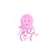 Pink trendy cartoon smiling jellyfish swimming underwater. Kid education design icon.