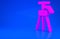 Pink Tripod icon isolated on blue background. Minimalism concept. 3d illustration. 3D render