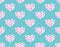 Pink Trumpet Flower Seamless on Blue Mint Background. Vector Illustration