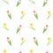 Pink tulip and yellow daffodil seamless pattern with spring flowers. Vector narcissus illustration background