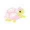 Pink Turtle Vector flat Illustration. Cute cartoon character. Sea creature