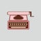 Pink typewriter. Isolated retro equipment for writers and journalists.