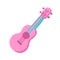 Pink ukulele guitar hawaiian in cartoon style