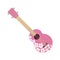 Pink ukulele isolated fine performance stringed folk guitar music art instrument and concert musical orchestra string
