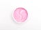 Pink Under eye patches with collagen on white background. Flat lay