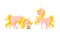 Pink Unicorn with Slender Legs and Golden Mane Vector Set