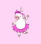 Pink Unicorn Vector.White pony unicorn ballerina