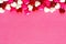 Pink Valentines Day background with candy border