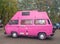 Pink van camper VW T4 driving