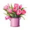 Pink Vase with Pink Tulip