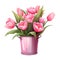 Pink Vase with Pink Tulip