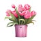 Pink Vase with Pink Tulip