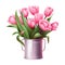 Pink Vase with Pink Tulip