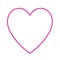 Pink vector heart silhouette line icon.