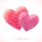 Pink vector isolated fluffy hearts pair