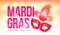 Pink vector Mardi Gras banner template with red