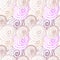 Pink vector seamless pattern. Hand painted lines, rounds and circles on white background.