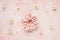Pink velvet scrunchie and fresh spring flowers