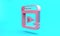 Pink Video advertising icon isolated on turquoise blue background. Concept of marketing and promotion process