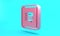Pink Video with subtitles icon isolated on turquoise blue background. Minimalism concept. 3D render illustration