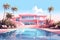 pink villa with pool tropical summer vacation