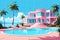 pink villa with pool tropical summer vacation