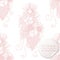 Pink vintage seamless pattern of flowers (orchids, roses, artich