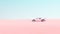 Pink Vintage Sports Car Desert Sand Blue Sky Sunny Road Trip Rest Break Isolated Driving Pastel Serene Tranquillity