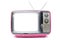 Pink Vintage TV on white background