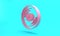 Pink Vinyl disk icon isolated on turquoise blue background. Minimalism concept. 3D render illustration