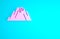 Pink Volcano eruption with lava icon isolated on blue background. Minimalism concept. 3d illustration 3D render