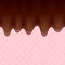 Pink wafer and flowing chocolate - vector