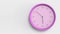 Pink wall clock in the office, looping time lapse 3D animation