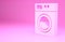 Pink Washer icon isolated on pink background. Washing machine icon. Clothes washer - laundry machine. Home appliance