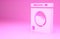 Pink Washer icon isolated on pink background. Washing machine icon. Clothes washer - laundry machine. Home appliance