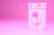 Pink Washer icon isolated on pink background. Washing machine icon. Clothes washer - laundry machine. Home appliance