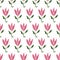 Pink watercolor cartoon flower tulip. hand drawn seamless pattern. Texture can be used for printing on fabric