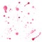 Pink watercolor dots, smears, swabs, strokes, hand painted illustration