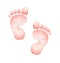 Pink watercolor footprints