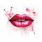 Pink Watercolor Style Girl Lips: Spray Paint Tattoo Design