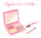 pink watercolored painting vector illustration of a beauty utensil eye shadow colors box palette with a mirror.