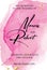 Pink wedding decoration card with alcohol ink splash. Watercolor design in vector. Tender luxury design with golden sequin splash
