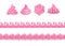 Pink whipped cream set - isolated cake icing toppings with different shapes