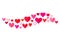 Pink whirlwind of red paper hearts. Valentine`s day concept