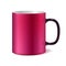 Pink and white big ceramic cup with black handle for printing corporate logo